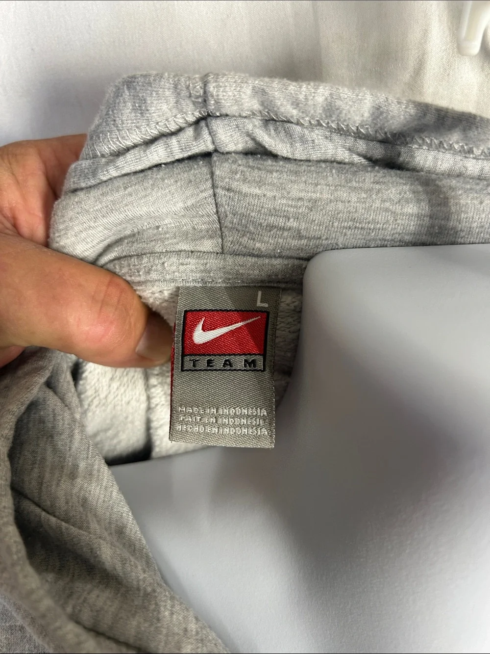Nike Gray Hoodie with Red Logo Tag
